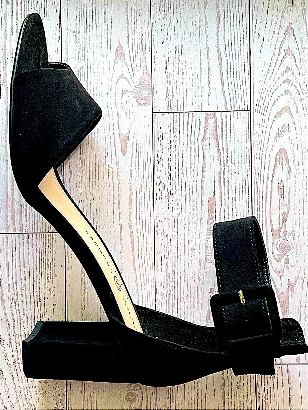 Chinese Laundry ✨New in Box✨Black Micro Suede Block Heels Wide Ankle Strap 9.5